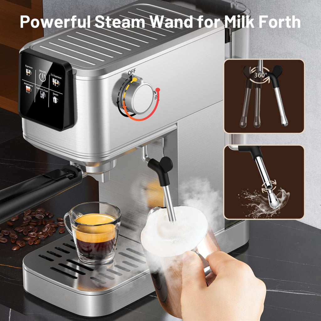 Espresso Machine 20 Bar with Touch Screen, Hot & Iced Coffee Makers, Stainless Steel Espresso Maker with Rapid Cold