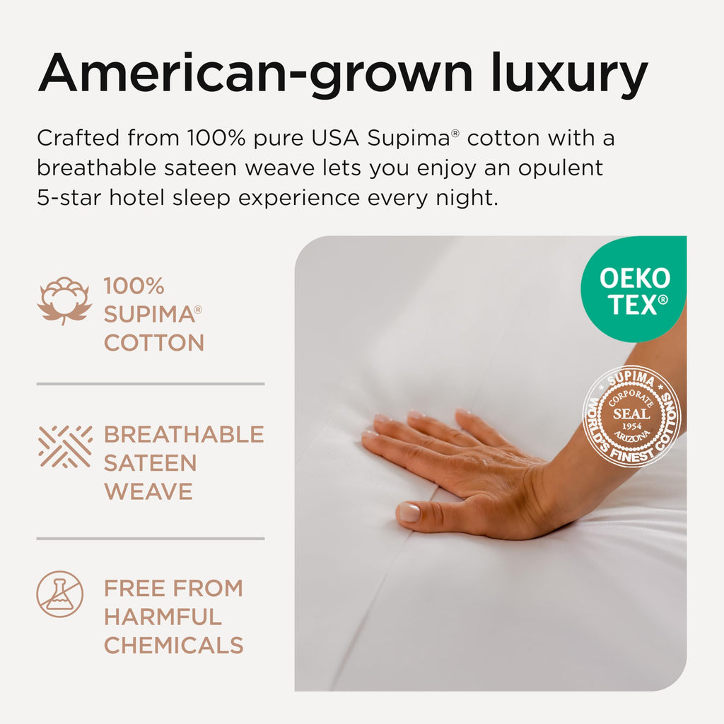 1000 Thread Count Supima Cotton Sheet Set, Sateen, White