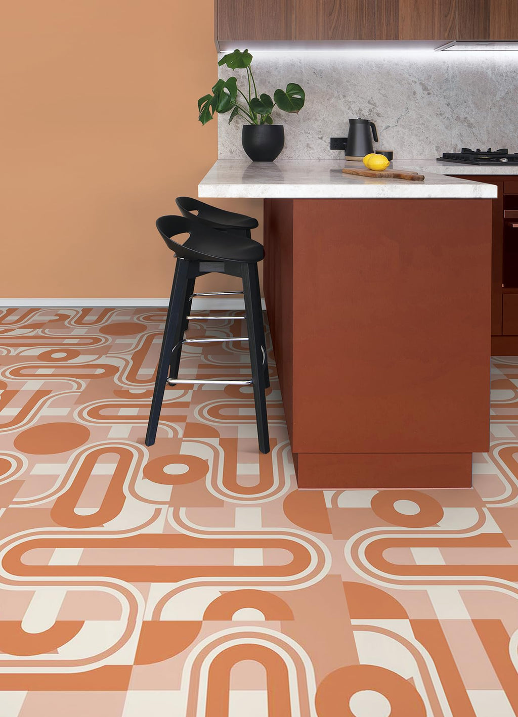 X Brenda Daworld Terracotta Peel and Stick Floor Tiles, Terracotta Geometric Removable Vinyl Flooring, Self Adhesive