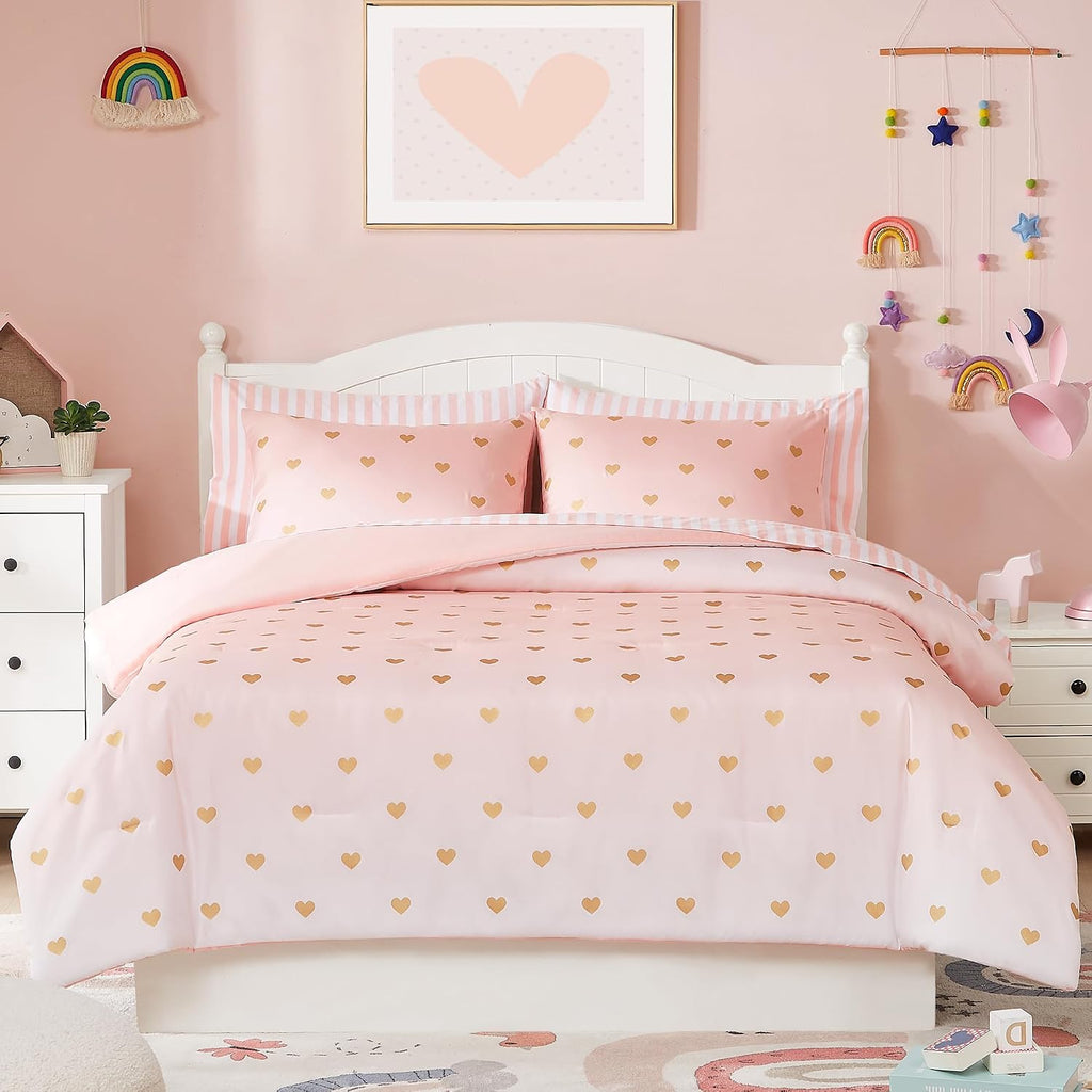 Twin Comforter Set with Sheets for Girls-5 Pieces Twin Bedding Sets - Set of 5