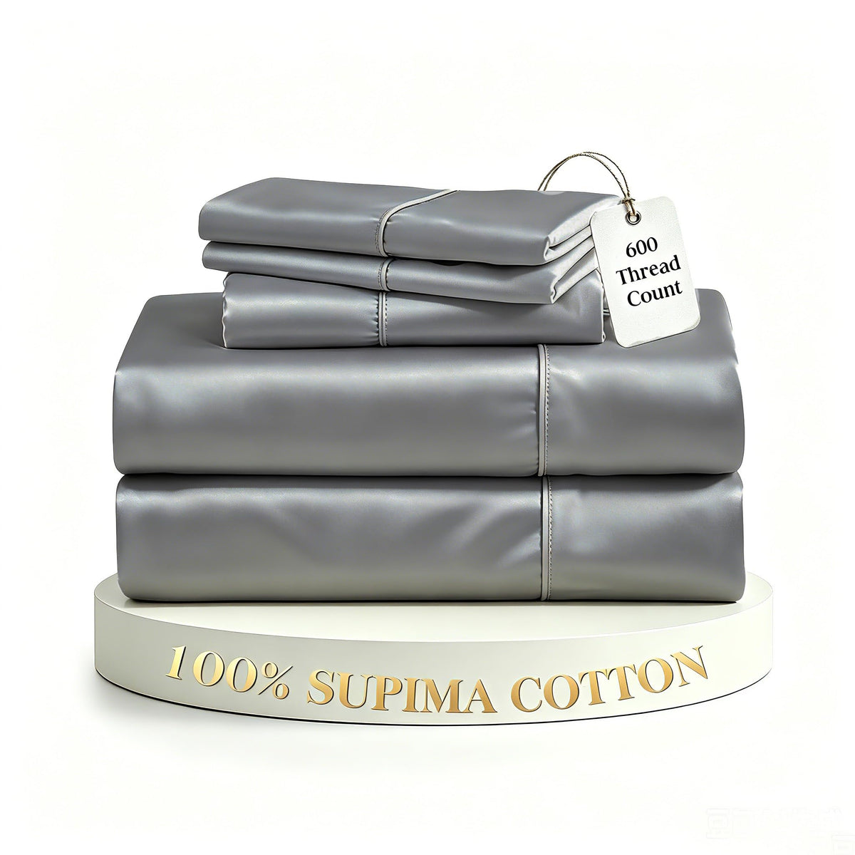 100% Supima Cotton 600 Thread Count Sheets-4 Pc Long Staple Pure Soft Sateen Weave Set-16" Deep Pocket Cooling