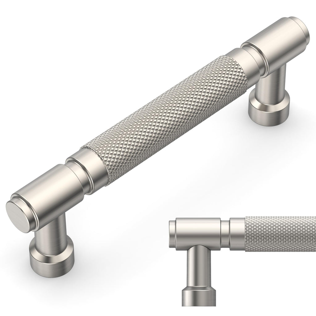 10 Pack Brushed Satin Nickel knurled Cabinet Pulls 3.5"