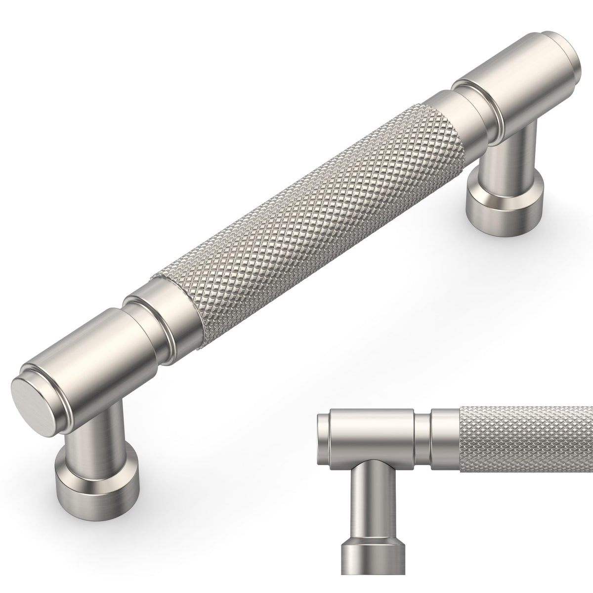 10 Pack Brushed Satin Nickel knurled Cabinet Pulls 3.5"