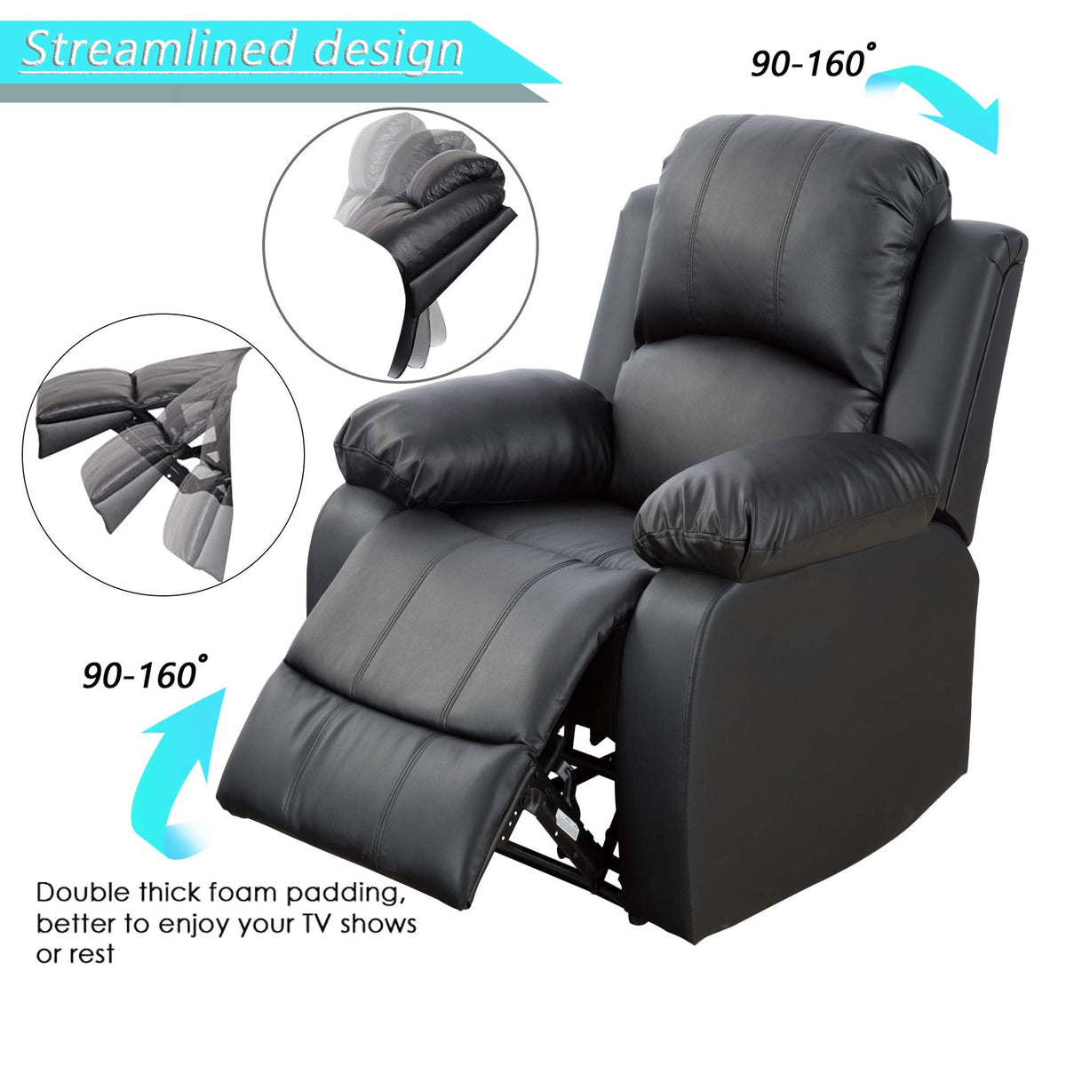 Recliner Sofa Living Room Set Reclining Couch Sofa Chair Loveseat Manual Motion Recliner Home Theater Seating (Bonded