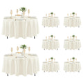 8 Pack Ivory Round Tablecloths 84 Inch for 36"-60" Tables