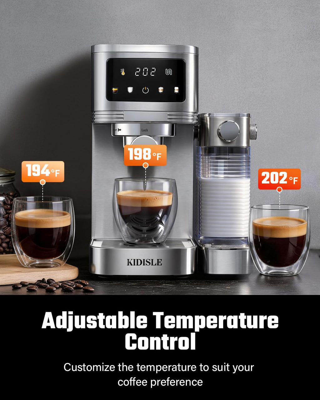 20 Bar Espresso Machine with Auto Milk Frother & Touchscreen, 1350W