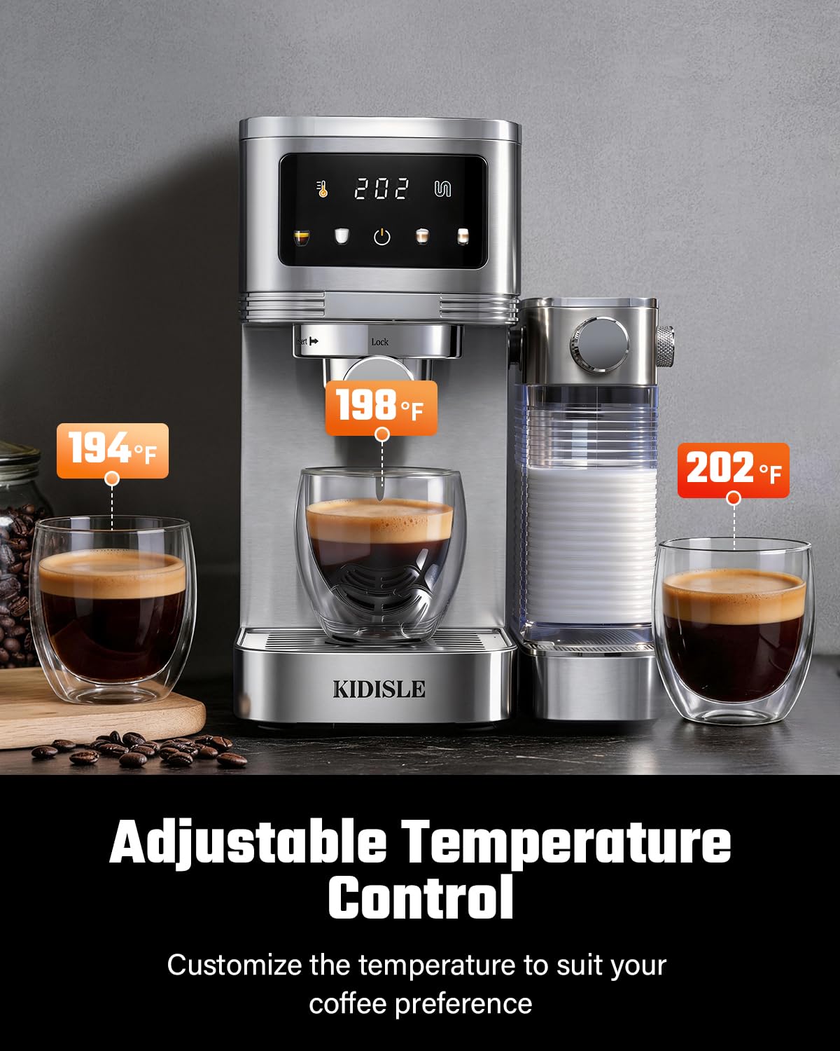20 Bar Espresso Machine with Auto Milk Frother & Touchscreen, 1350W