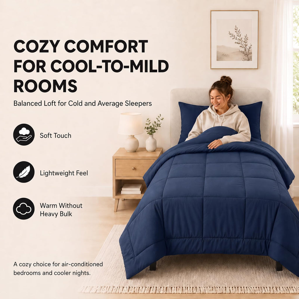 Comforter Set Navy Blue - 5 Pieces Bed in a Bag