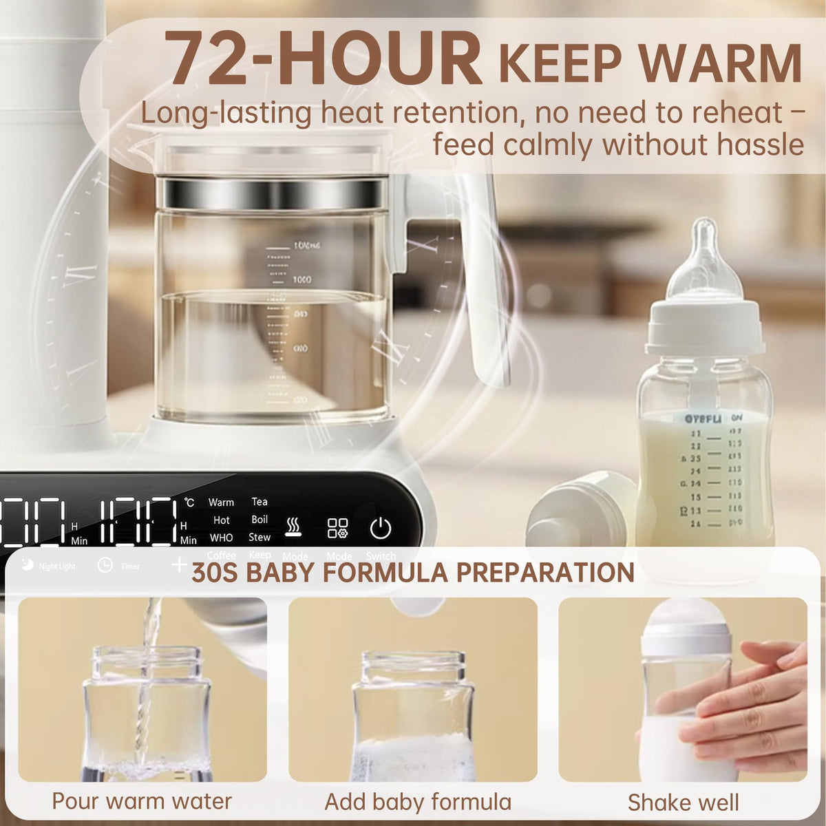 16-in-1 Fast Baby Bottle Warmer with Timer for Breastmilk & Formula