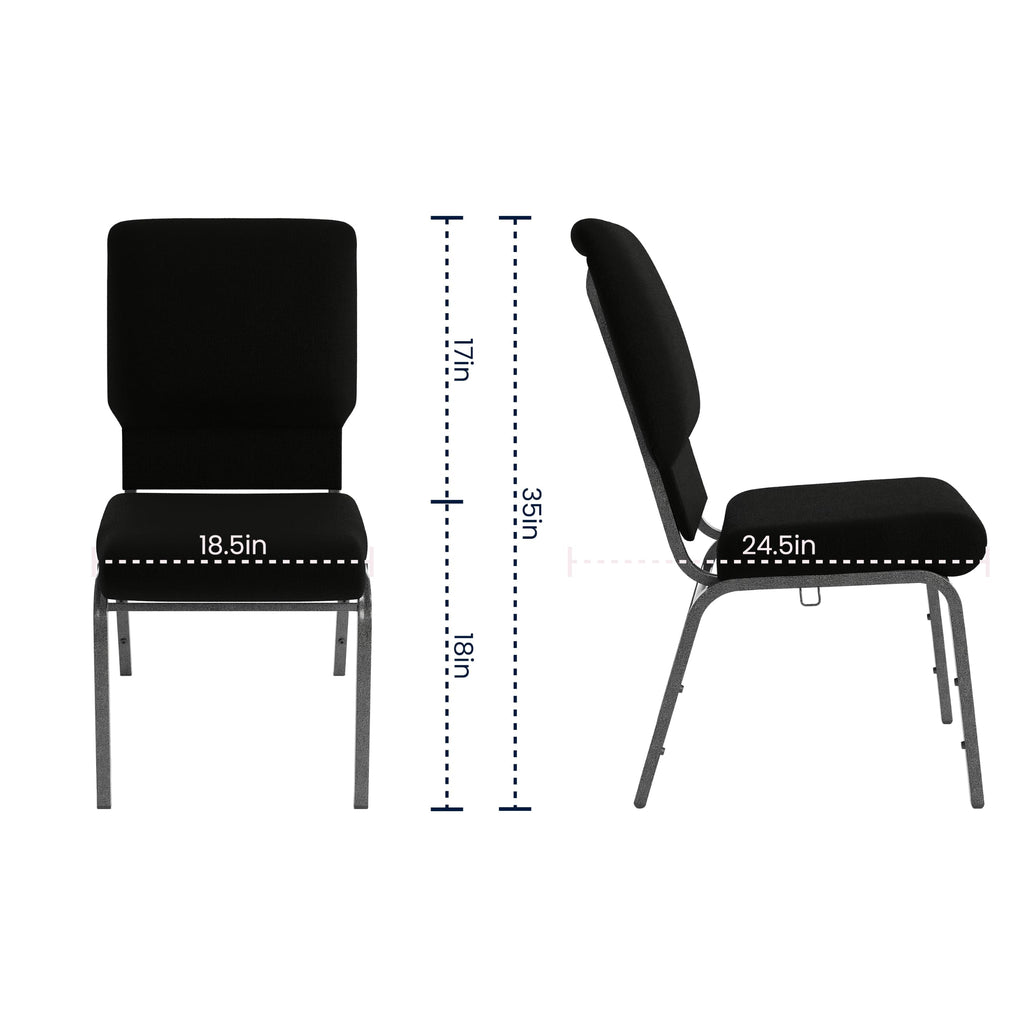 18.5 in Wide Church Chair, Black