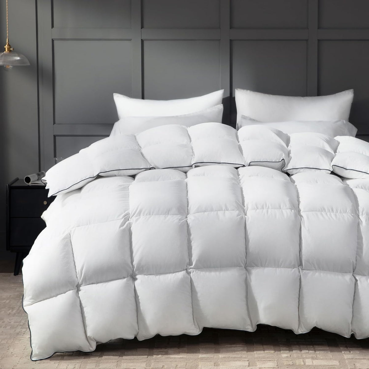 Goose Down Duvet Insert - All Season Cool Touch, 100% Cotton Shell for Hot Sleepers, Lightweight Hotel Quality