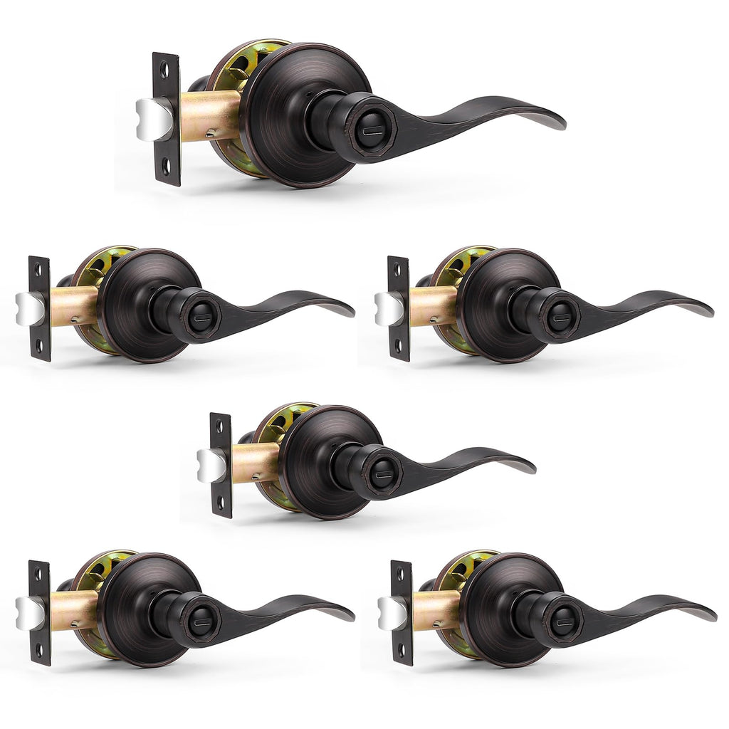 Wave Style Privacy Door Handles Interior Oil Rubbed Bronze Door Lever Lock Keyless Door Lockset Reversible Door