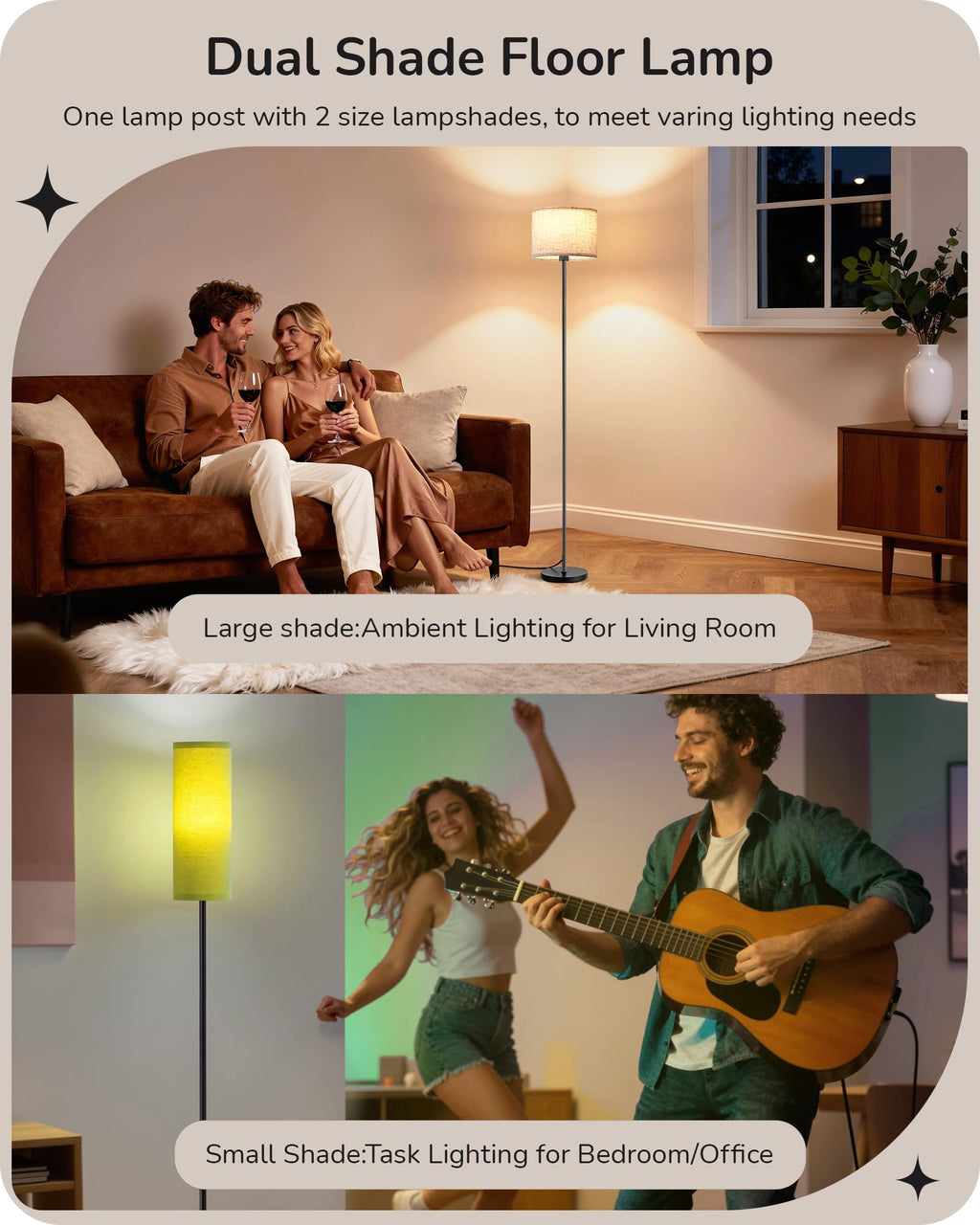 2 Lampshades Modern Floor Lamps Green