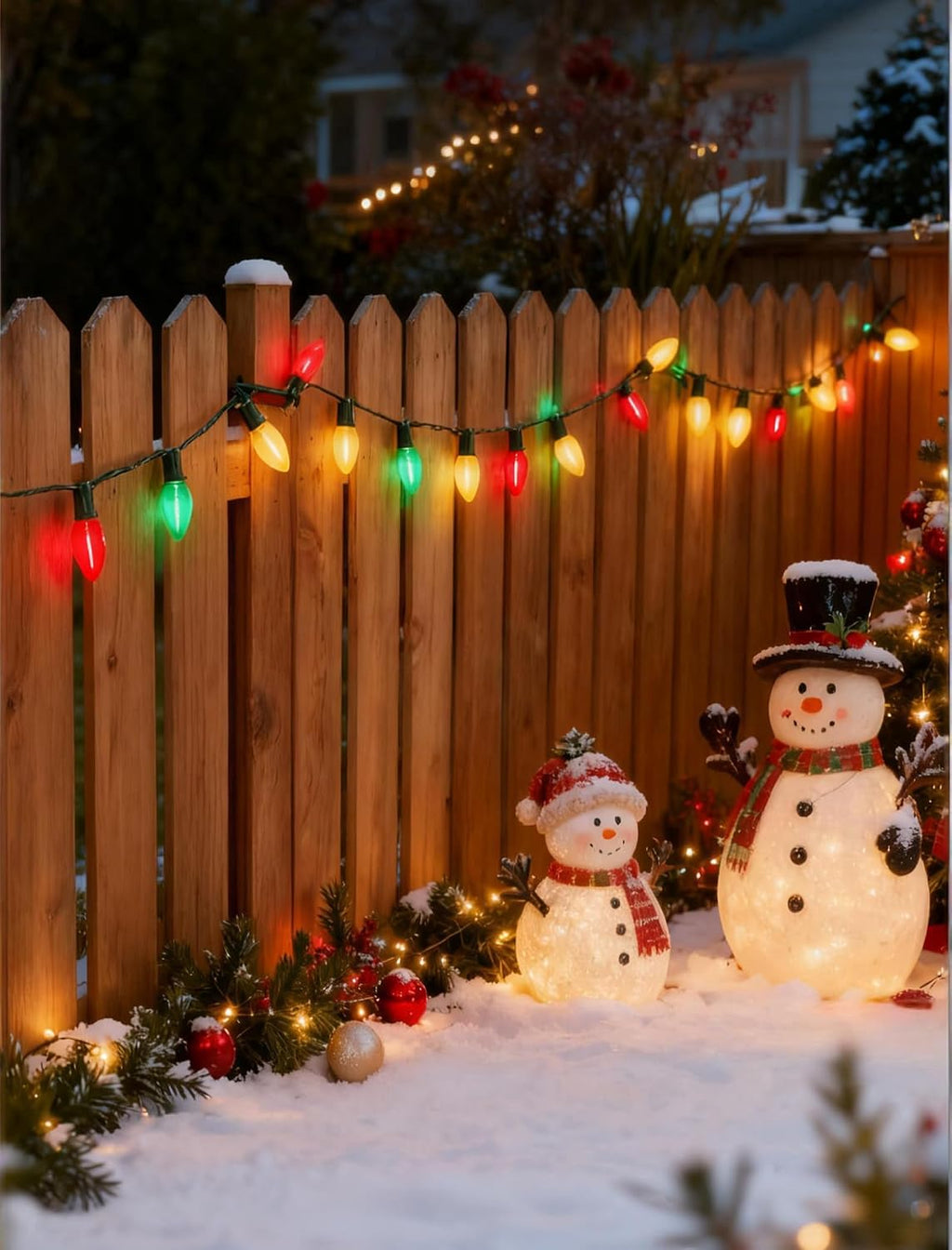 C7 LED Red White and Green Christmas Lights, 25Ft Outdoor Chritsmas String Lights Shatterproof with 27 LED Clear