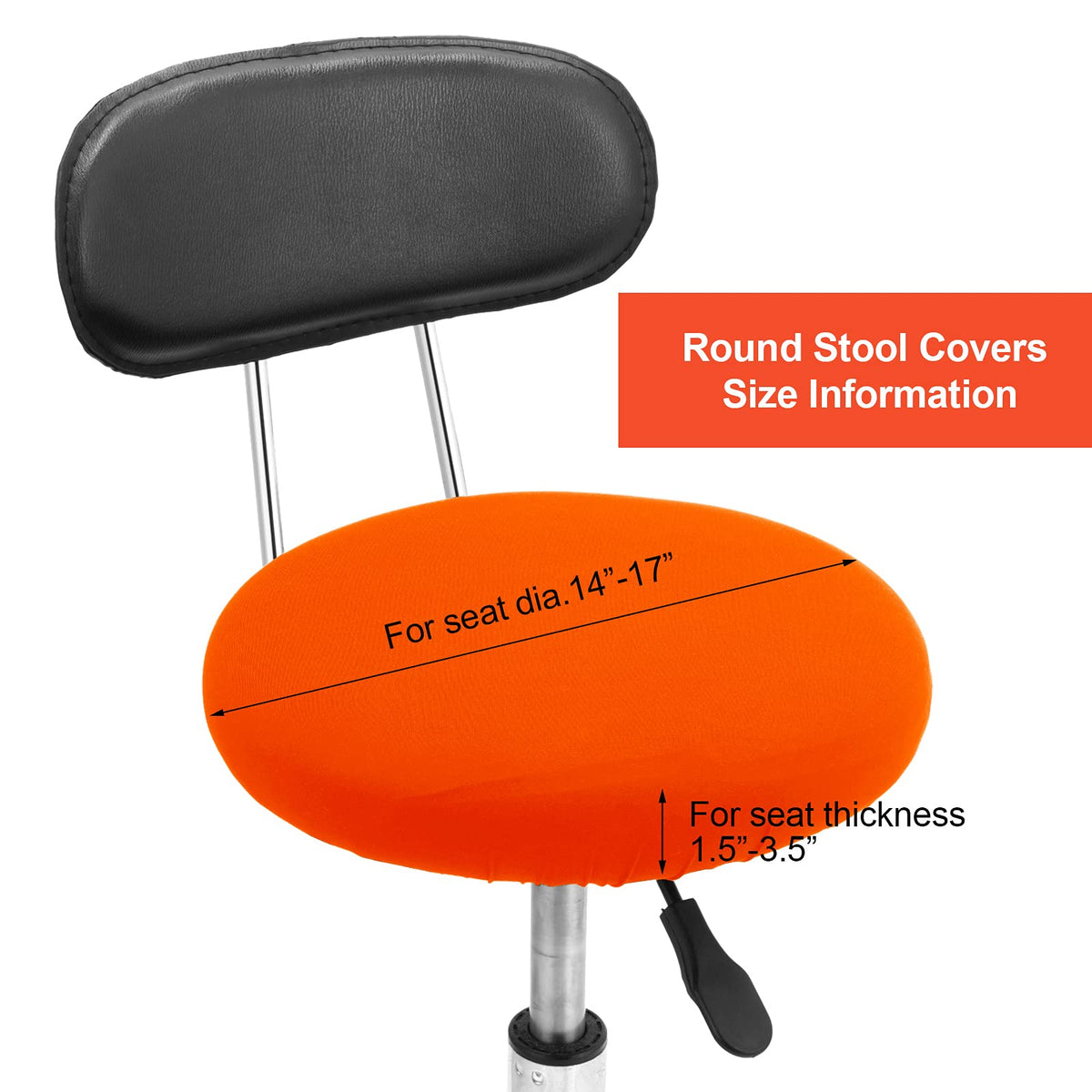 4 Pieces Round Bar Stool Seat Chair Cover for 14-17 Inch Chair, Orange