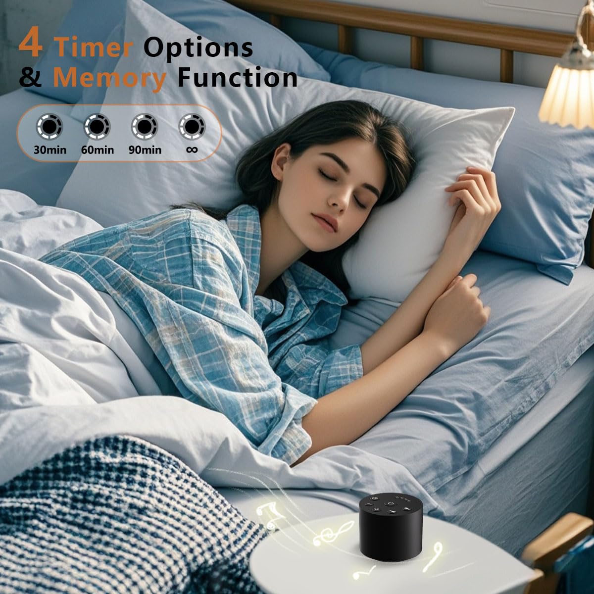Sleep White Noise Portable Sound Machines with 30 Sounds, 32 Levels Volume Compact 4 Timer Options Auto-Off and Memory