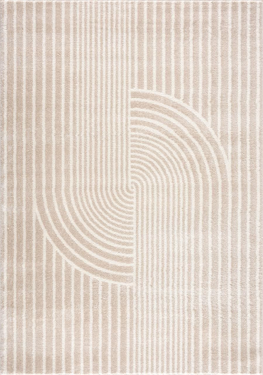 Area Rug for Living Room -Nuevo Beige Arch Pattern Area Rug, Soft and Durable Living Room Rug, Stain and Fade Resistant, Chic Modern Design, Pet & Kid Friendly