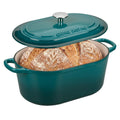 Enameled Cast Iron Oval Dutch Oven, 6QT, Darkcyan
