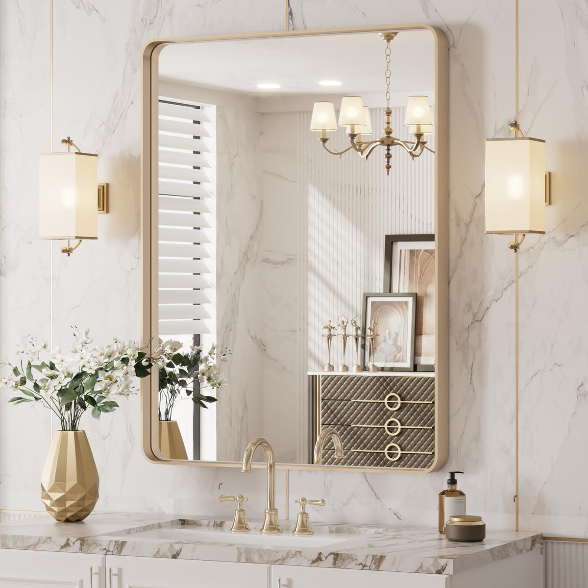 20"X30" Gold Bathroom Mirror