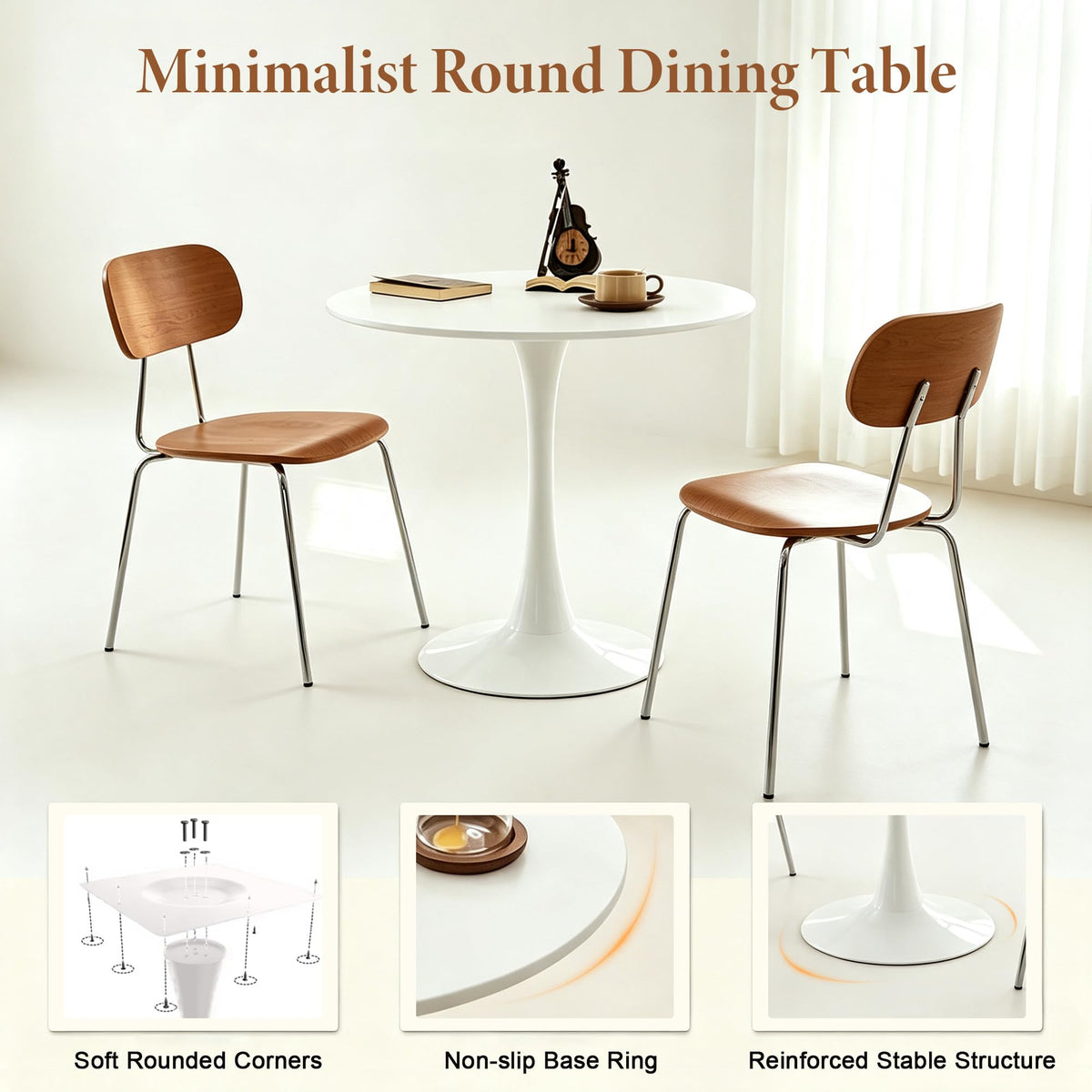 Inspired Saarinen Style 31.5" Modern Round Table, Tulip Base, Dining Coffee Table, White