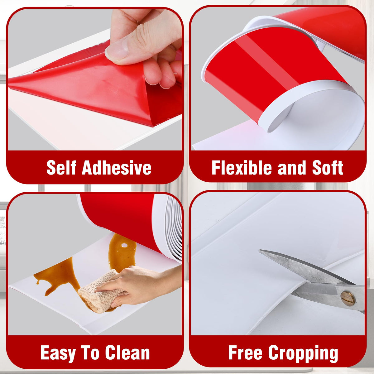 Vinyl Baseboard Molding Trim 4 Inch x 20 Feet Peel and Stick Baseboard Trim Flexible PVC Cove Base Moulding