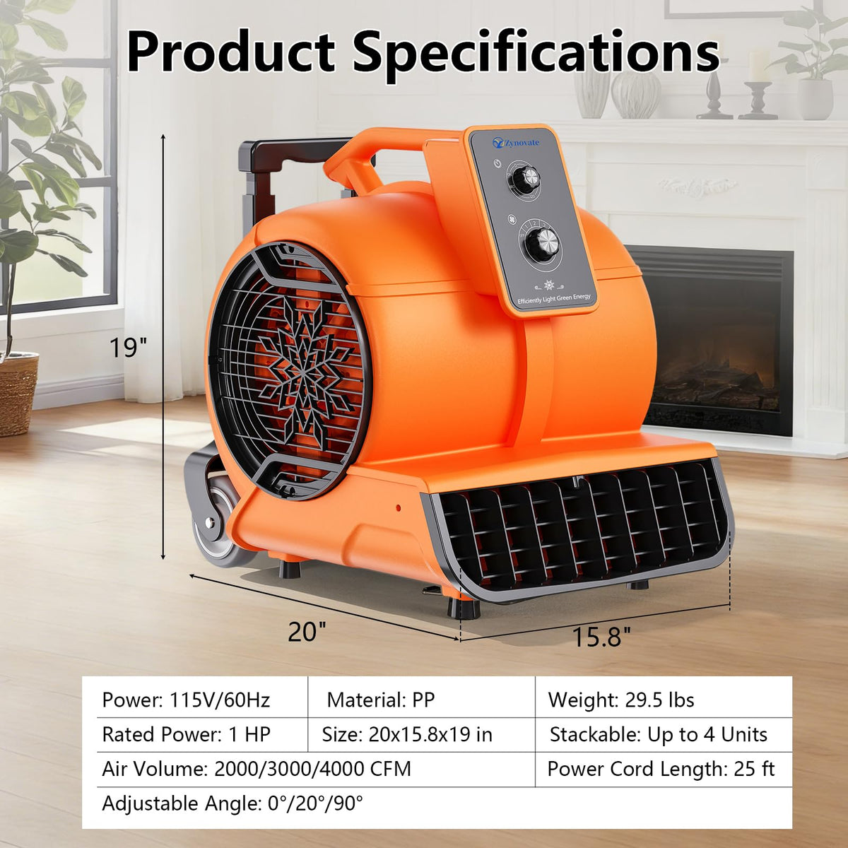 Air Mover 1 HP 4000 CFM Portable Blower Fan Carpet Dryer, Floor Dryer Fan