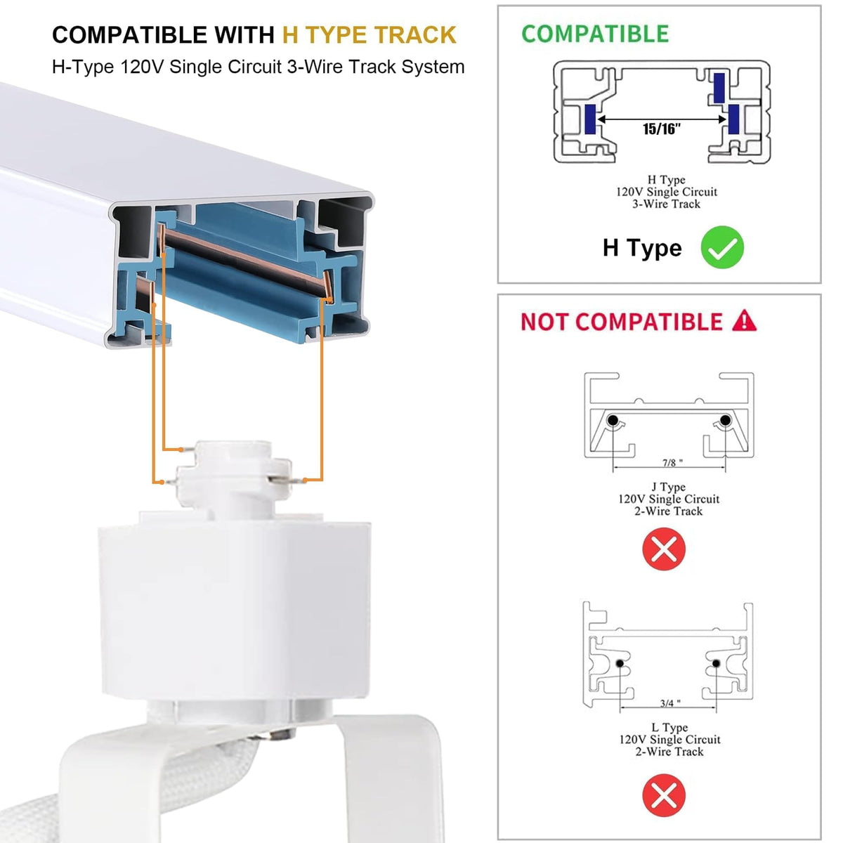 Track Lighting (No Rails) with LED Replaceable GU10 Bulbs White 4 Heads