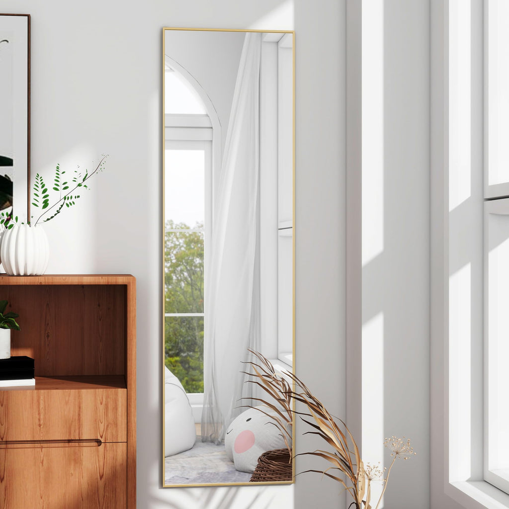 48"x 14" Over the Door Mirror Full Length, Full Body Mirror, Gold