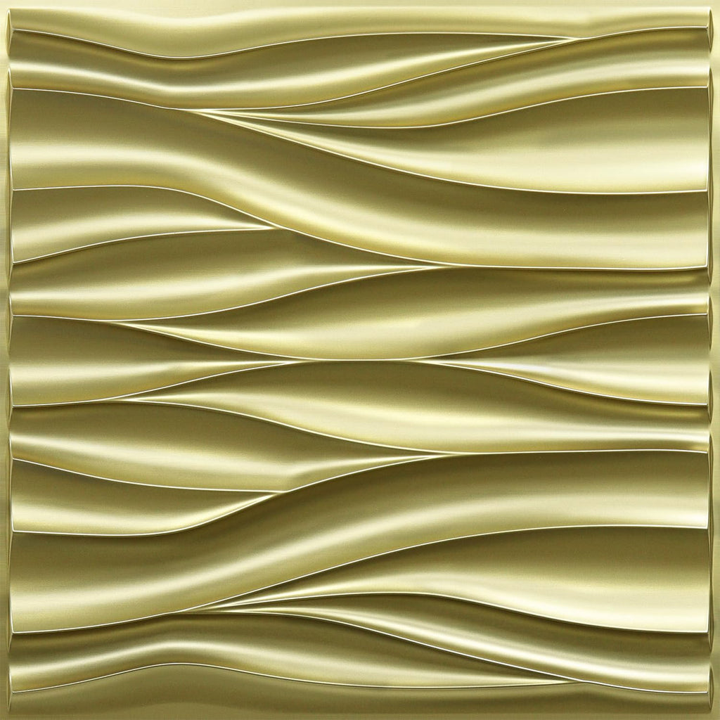 3D Wall Panels, Champaign Gold Wave Design, 19.7''x19.7''