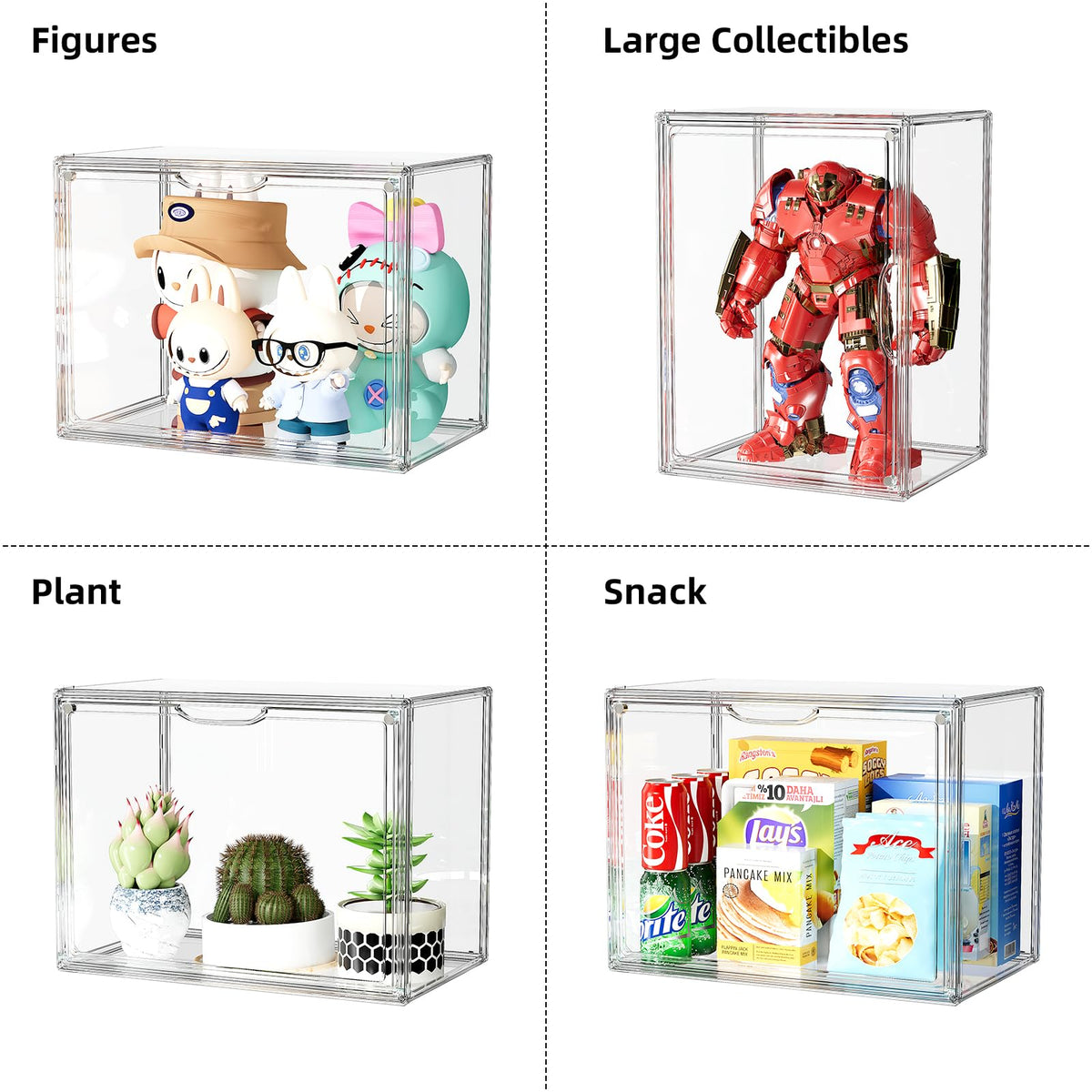 Clear Purse Organizer for Closet, 5 Pack Handbag Storage Organizer, Acrylic Display Case for Collectibles , Stackable