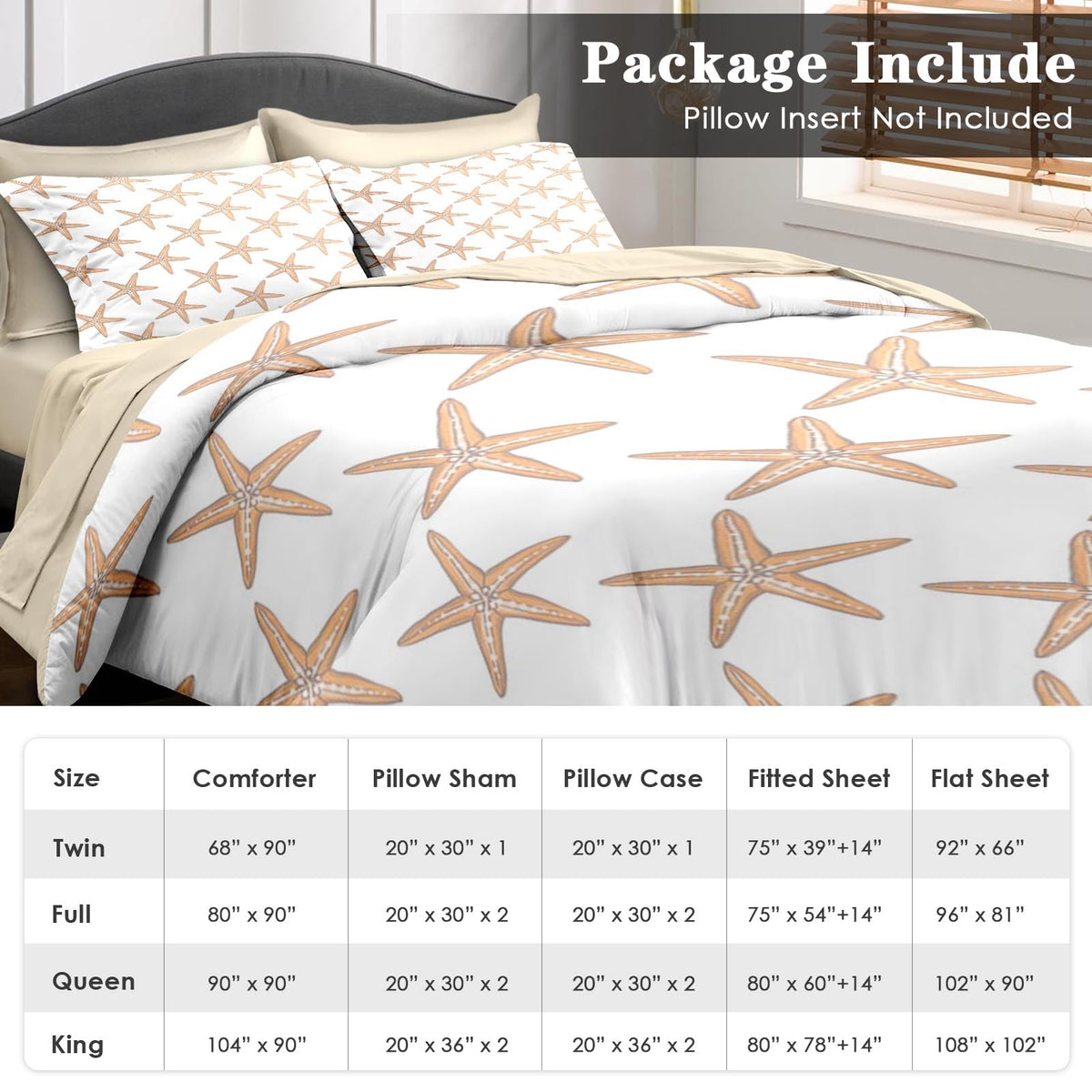 Comforter Set with Sheets, 7 Pieces Boho Sea Bedding