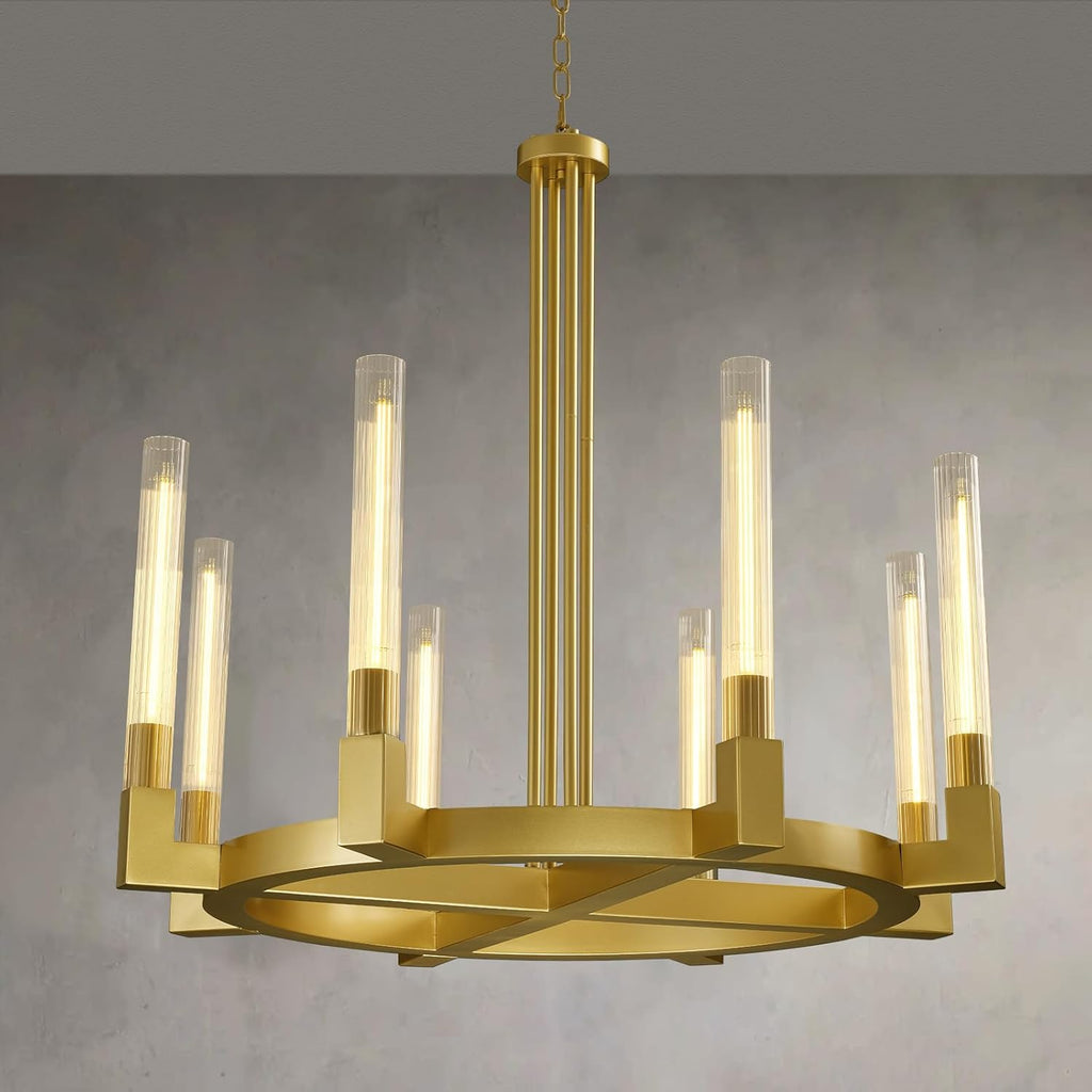 36" 8-Light Large Modern Farmhouse Wagon Wheel Chandelier