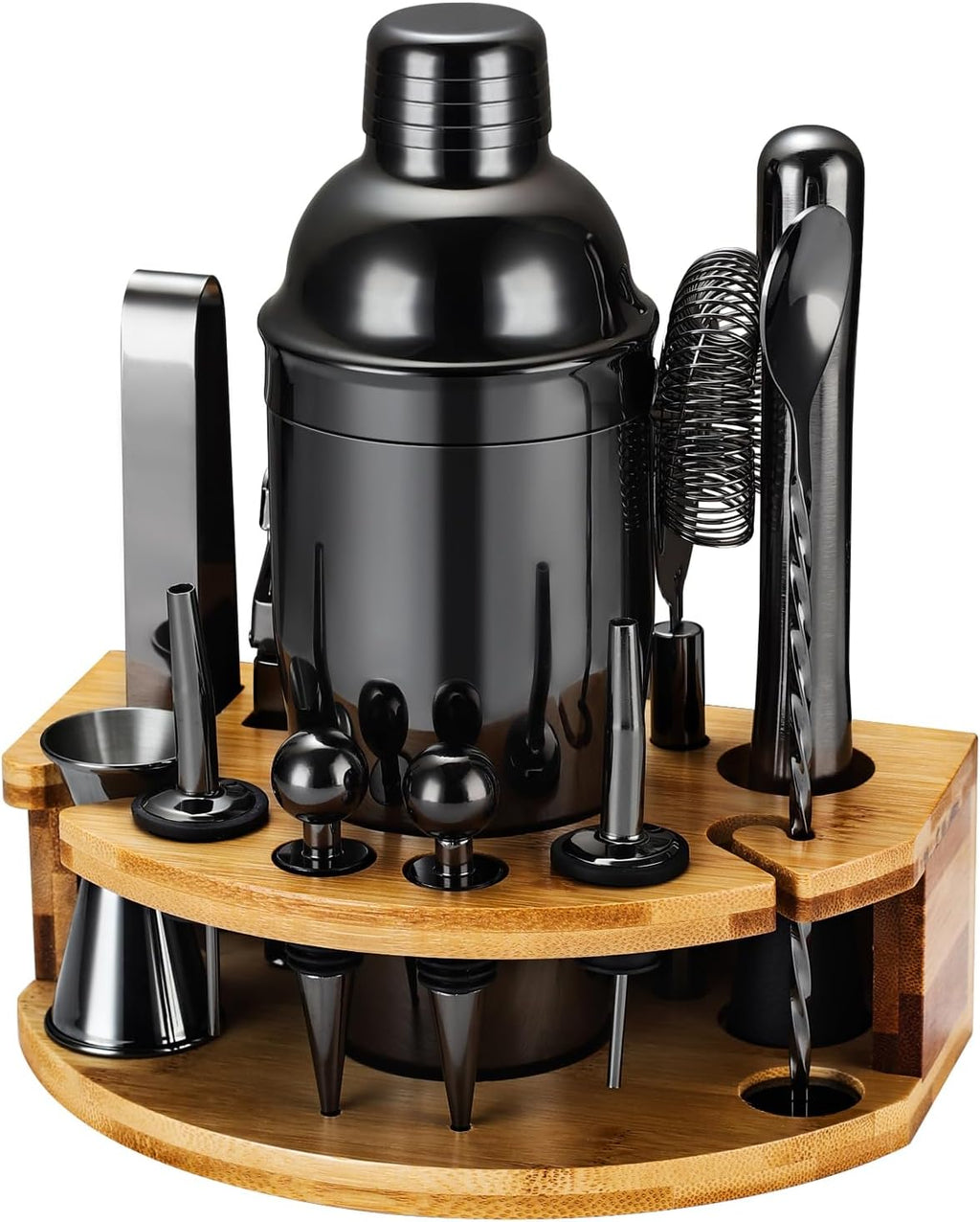 Cocktail Shaker Set Bartender Kit with Stand, Bar Set Drink Mixer Set with Stainless Steel Bar Accessories - Set of 12