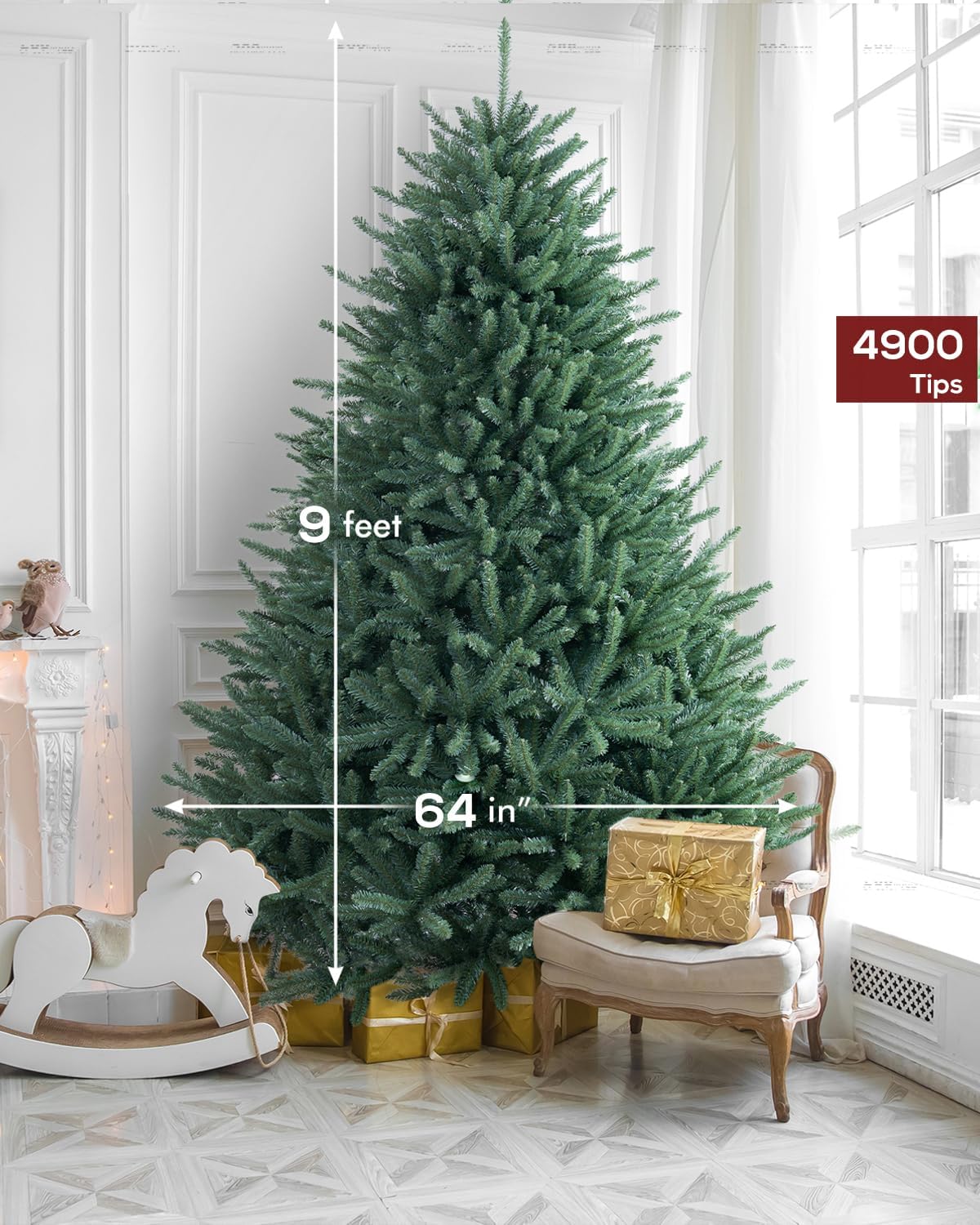 Blue Spruce Christmas Tree , Premium Hinged Artificial Christmas Tree, Full Unlit Xmas Tree No Lights, Non