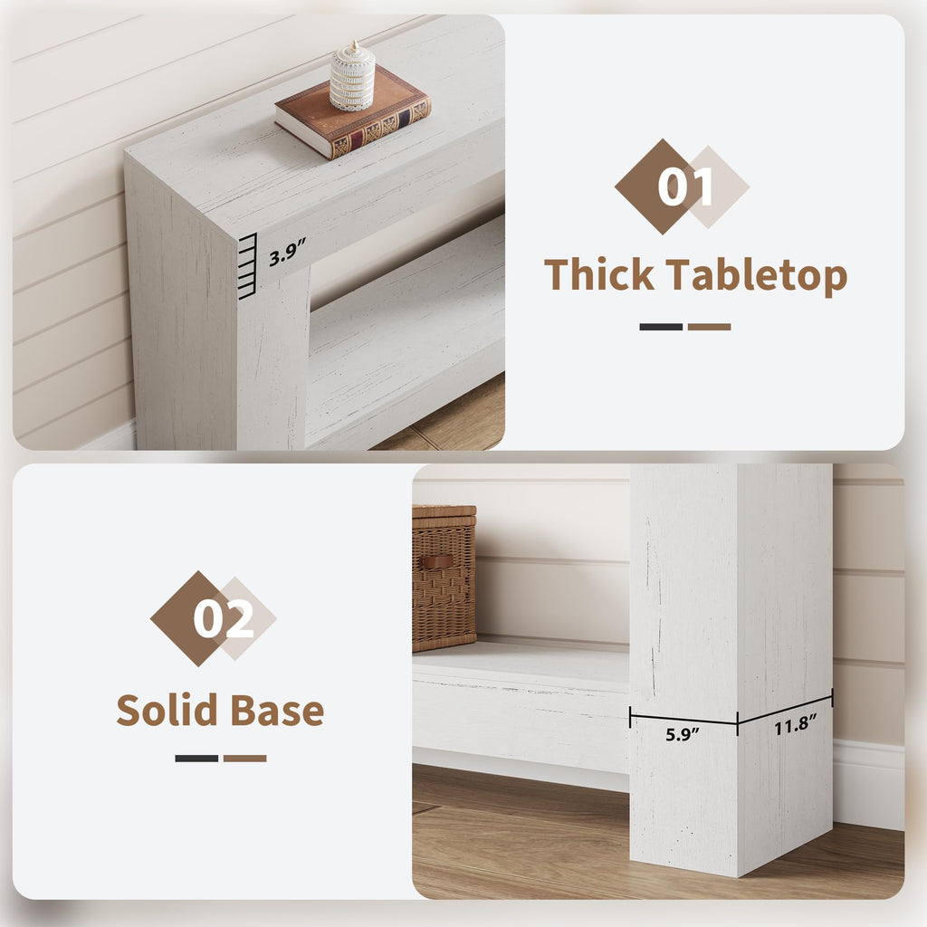 47" Farmhouse 2-Tier Console Table, White
