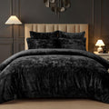 Crushed Velvet Comforter King Black, 5-Pc Winter Set