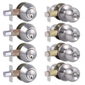 Single Cylinder Deadbolt Lock and Door Knob, Satin Nickel, 4pack-Set