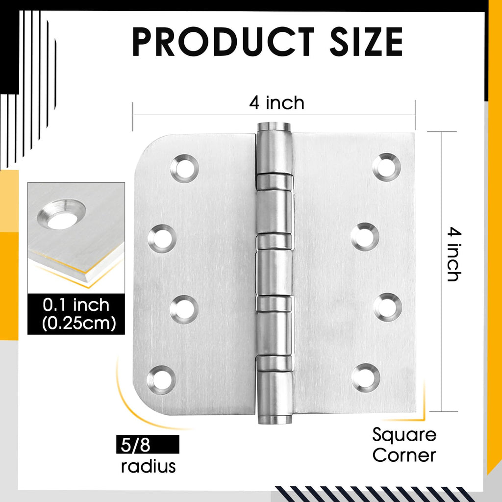 Stainless Steel Door Hinges Ball Bearing Heavy Duty 3 Pack