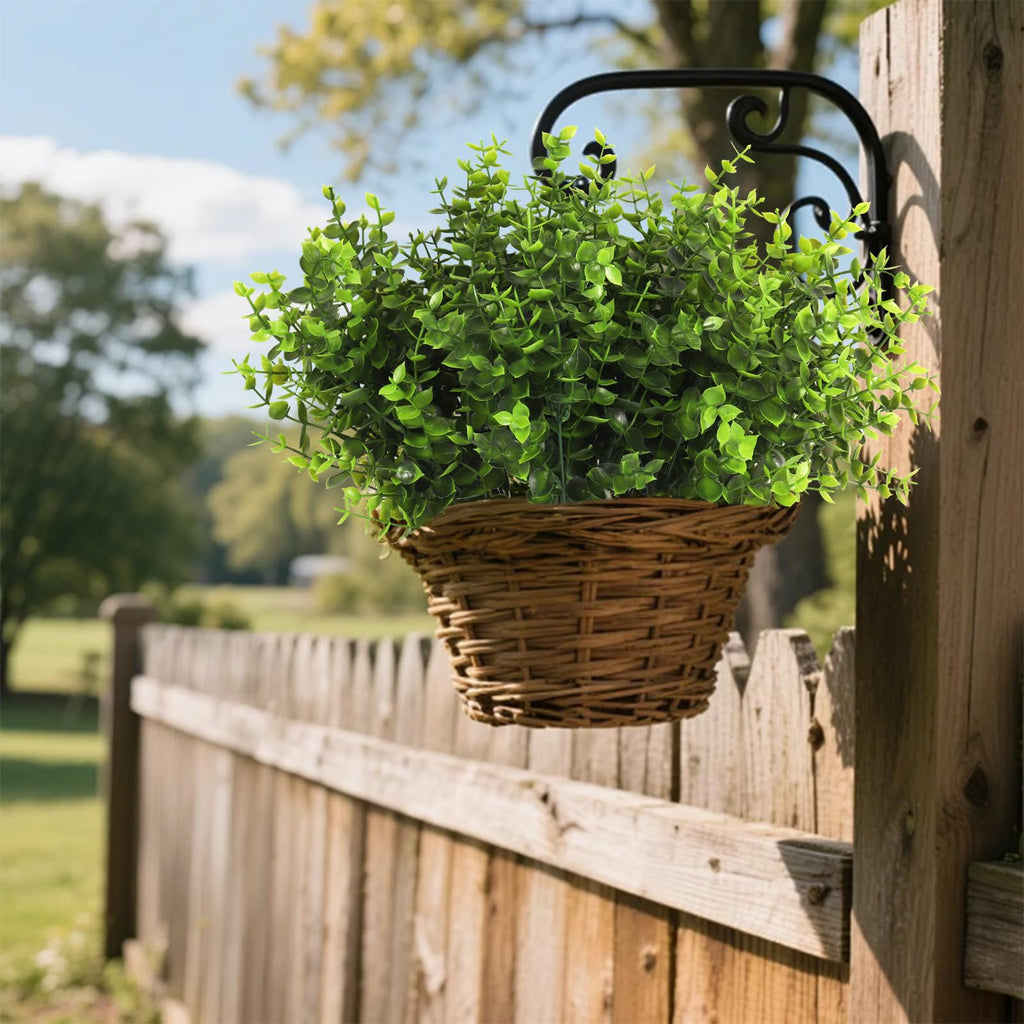 Artificial Boxwood Stems Fake Eucalyptus Plants UV Resistant 12Pcs