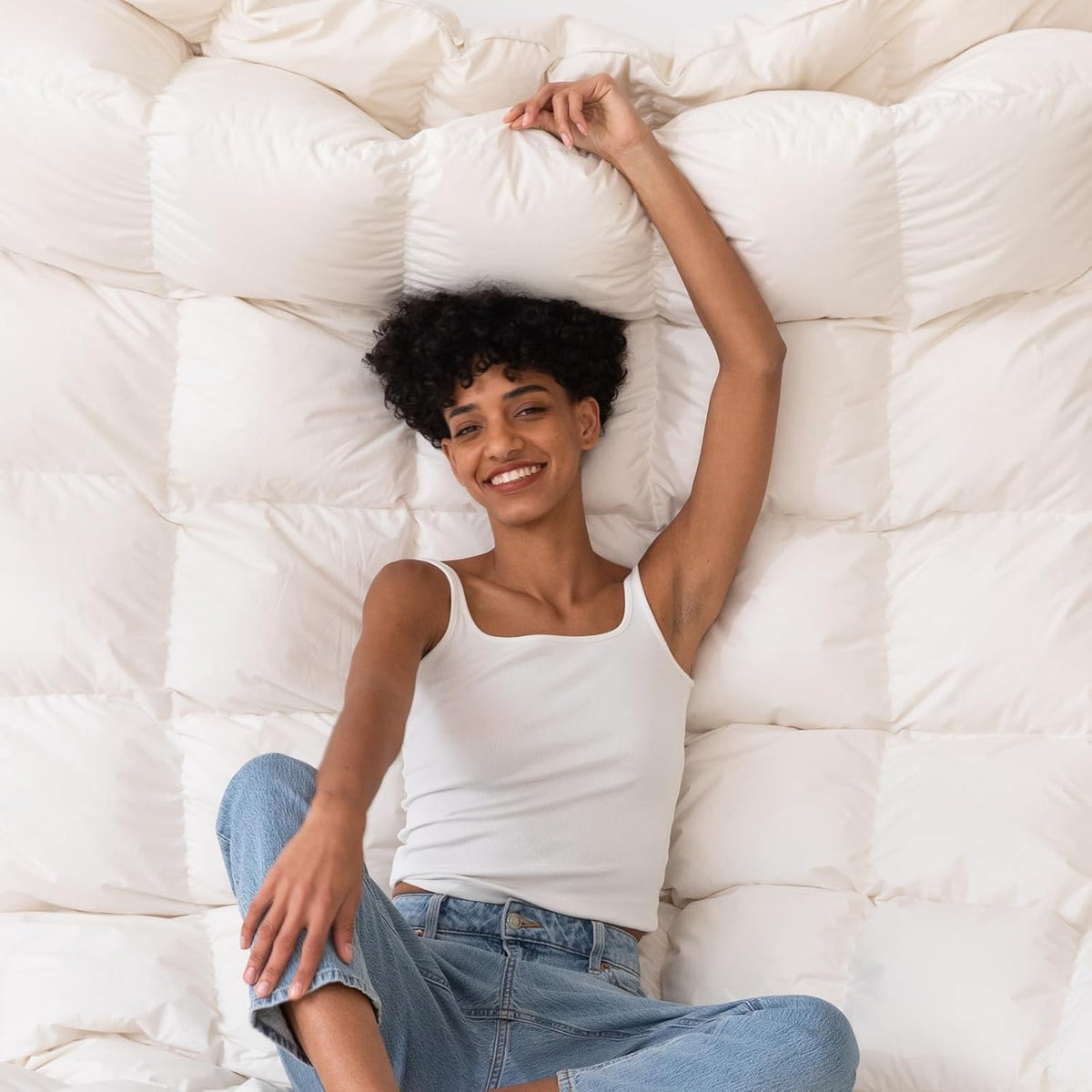 Down Feathers Fiber Comforter - 750 Fill Power All Season Down Duvet Insert