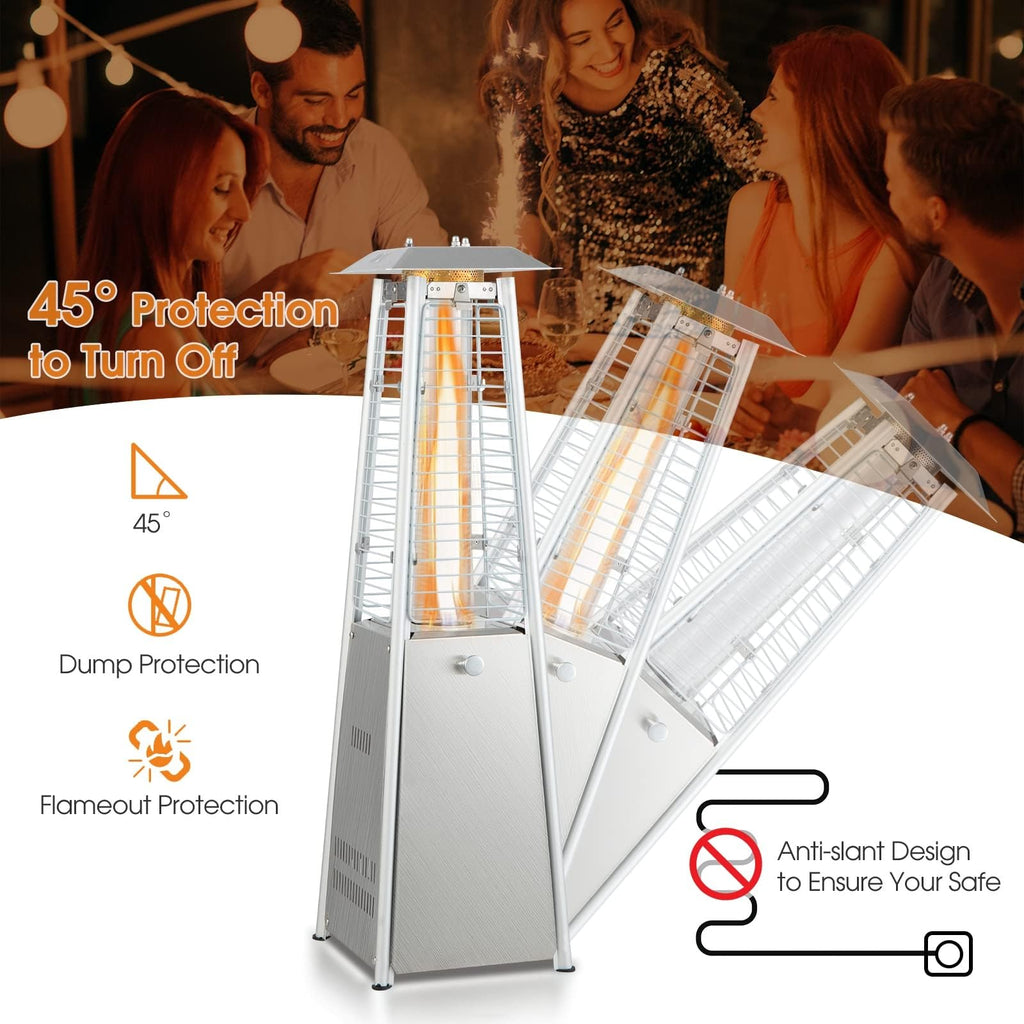34" Pyramid Tabetop Propane Patio Heater, Silver