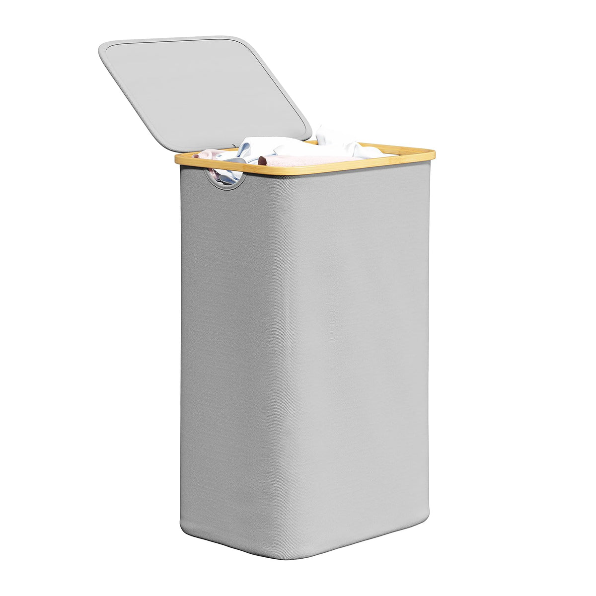 Laundry Hamper with Lid, 110L Large Tall Clothes Basket Bin with Bamboo Handles, Collapsible Laundry Hamper , Laundry