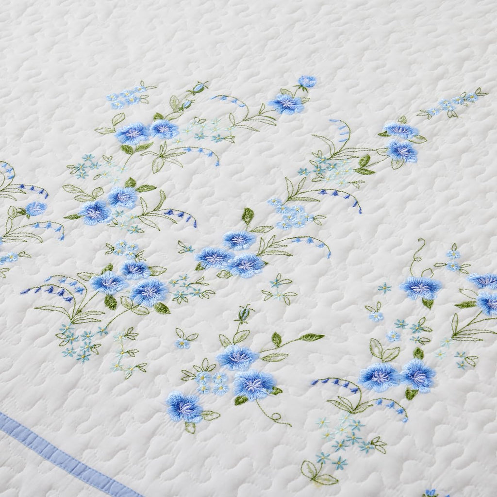 100% Cotton Quilt Set - 3-Piece Lightweight Bedspread Coverlet with Embroidery, All-Season Bohemian Bedding