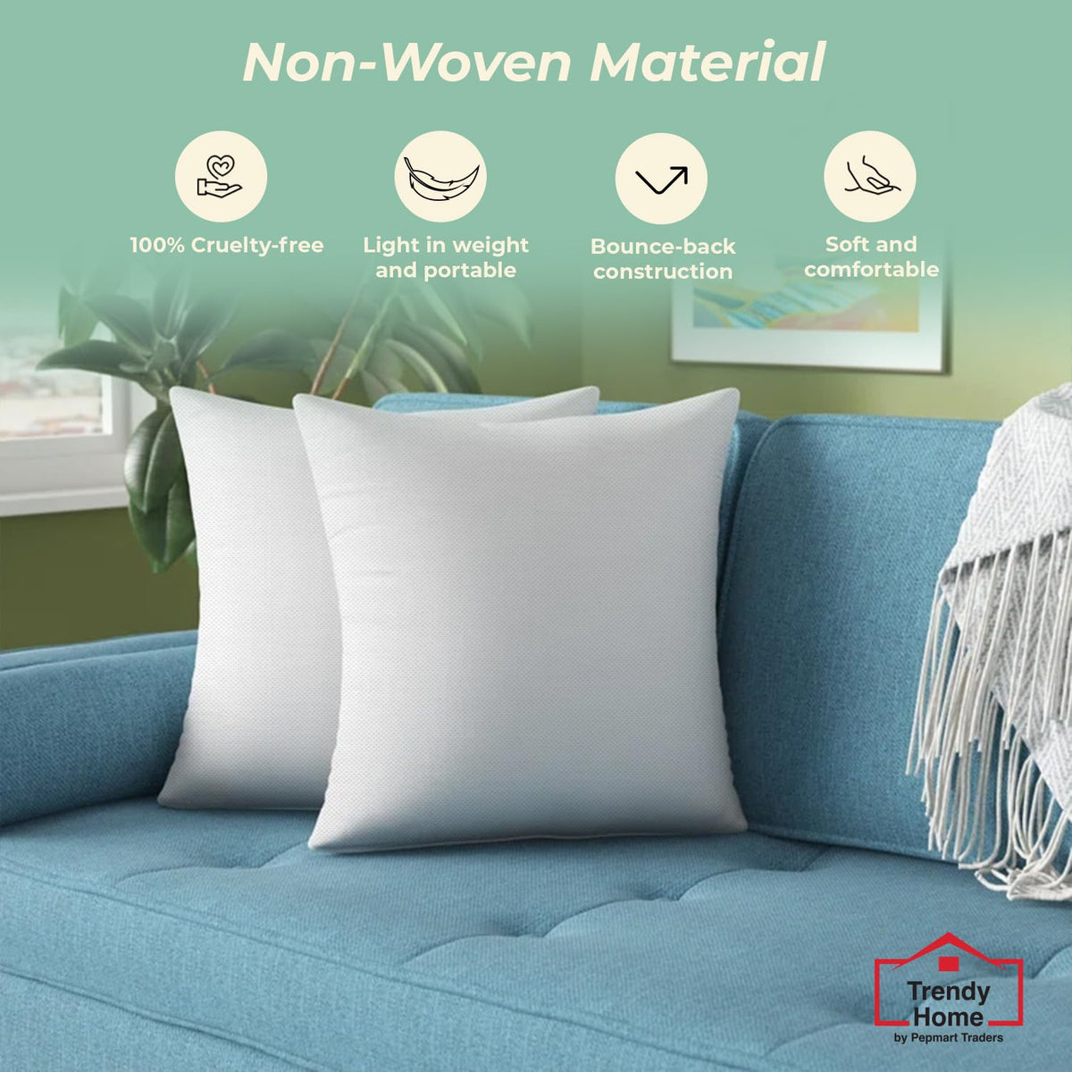 20x20 Throw Pillow Insert (Set of 2, White) Bed and Couch Pillows Stuffer Hypoallergenic, Decorative Home Indoor