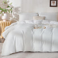 Comforter Set Light Blue Striped Soft Luxury Washed Cotton Jacquard 3 Pieces Bedding, Light Blue Vertical