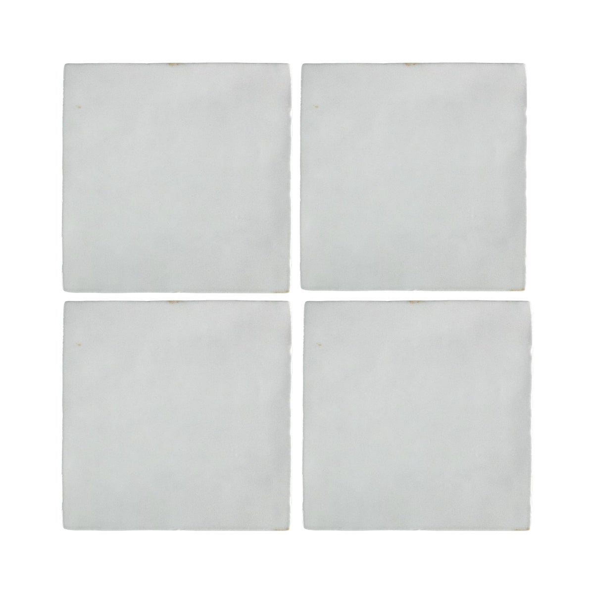 5x5 Glossy White Zellige Look Ceramic Wall Tile - Handmade Style Square Field Tile (4 Pieces)