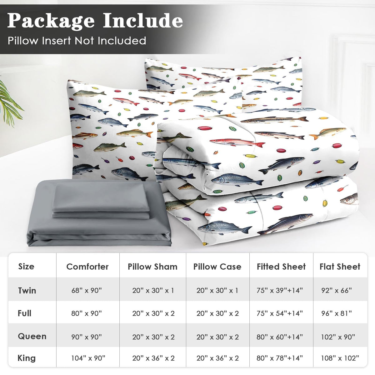 7 Pcs Comforter Set, Fish Coastal Bedding