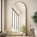 Arched Full Length Mirror - 65" x 24" Floor Mirrors,Gold