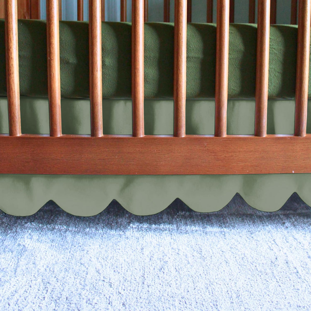 100% Microfiber Scalloped Crib Skirt 28"x 52" with 14" Inch Drop Lenght with 4 Split Corners for Baby Boys Girls Soft