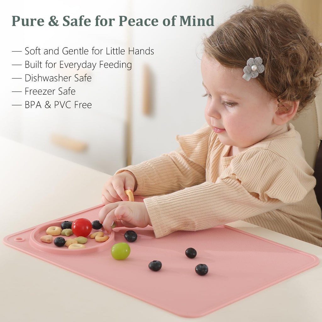 Baby Placemats for Kids, 2 Pack Toddler Placemats for Dining Table